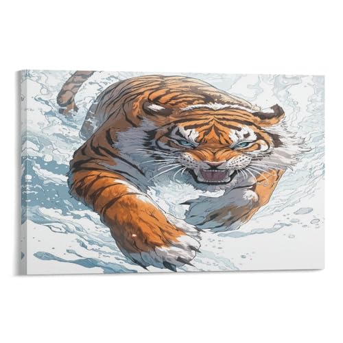 Peintures sur toile tigre au rendu artistique haut de gamme 50x75cm