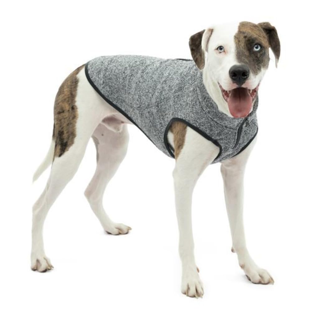 Kurgo CORE Hundepullover, Ganzjahrespullover für Hunde, Hunde-Fleece-Weste, Strickfleece-Haustierjacke, Fleecefutter, leicht, Reißverschlussöffnung für Geschirr, verstellbarer Hals, Schwarz, Größe XL