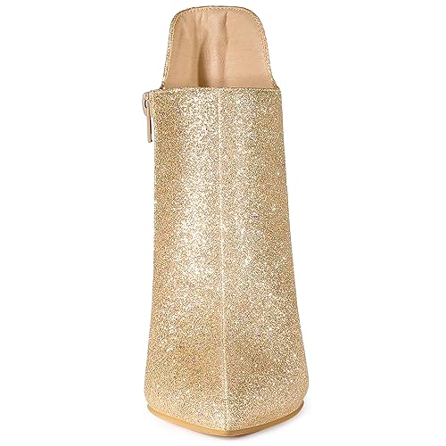 Allegra K Women's Glitter Pointed Toe Cutout Sparkly Stiletto Heels Ankle Boots3