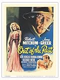Out of the Past - Starring Robert Mitchum Jane Greer - Vintage Film Noir Movie Poster by William Rose c.1947 - Master Art Print (Unframed) 9in x 12in