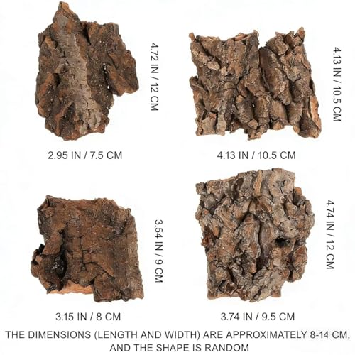 Image of Cork Bark for Reptiles, 4PCS Cork Terrarium Background, Pet Reptile Bark Bearded Dragon Tank Accessories for Bearded Dragon Lizard Geckos Tortoise, 3.2 to 5.5Inch