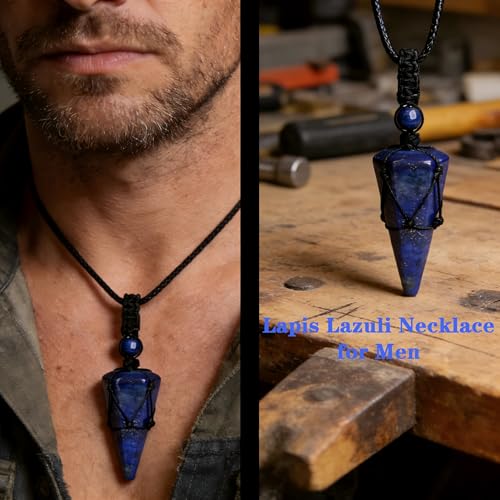 Image of XIANNVXI Healing Crystal Necklace for Men Jewelry Gift | Adjustable Black Rope Natural Gemstone Pendant