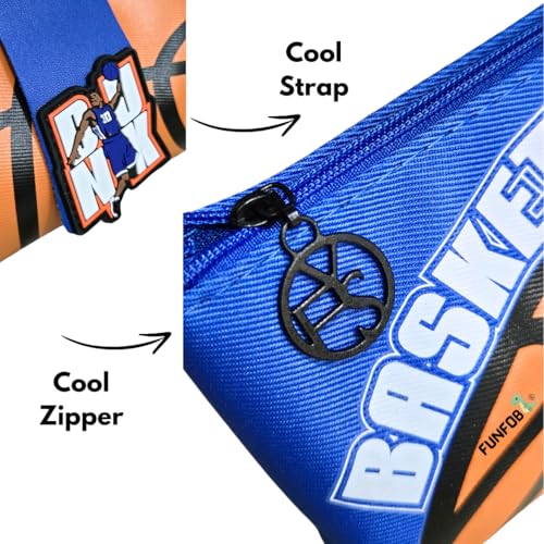 Image of Funfob Soccer Pencil Pouch for School College for Pen Pencil Or Football Pencil Box Travel or Cosmetic Case | Soccer Blue Orange Basic