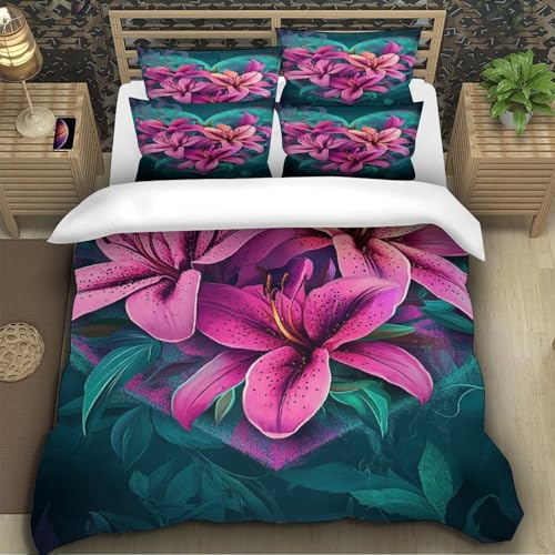 Housse de couette microfibre de qualité supérieure au motif de lys - 5