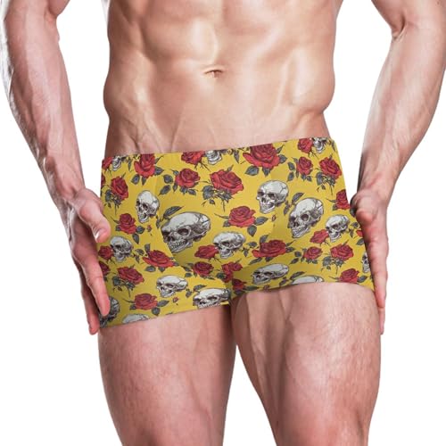Skull Flower Mens Swim Trunk Swimwear Bathing Suit Swim Brief Square Leg Board Short S B04044572