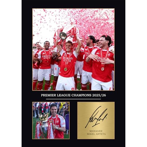 Legends Gallery Arsenal League Winners 2026 Poster Gift For Arsenal Fans Arsenal Gifts For Boys Saka Rice Mikel Arteta Digitally Reproduced Signature (A4 Unframed)