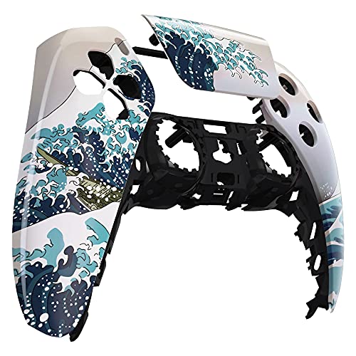eXtremeRate The Great Wave Touchpad Front Housing Shell Compatible with ps5 Controller, DIY Replacement Shell Custom Touch Pad Cover Faceplate Compatible with ps5 Controller - Thumbnail 4