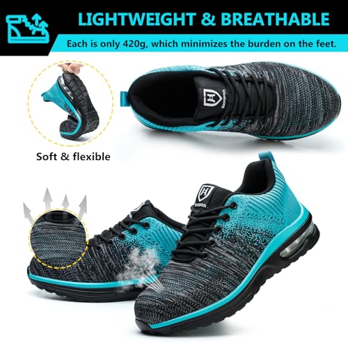 Image of Steel Toe Shoes for Men Women Lightweight Comfortable Work Shoes Indestructible Slip Resistant Safety Shoes for Construction