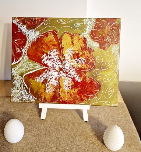 Tableau floral rouge or paillettes idée cadeau crémaillère