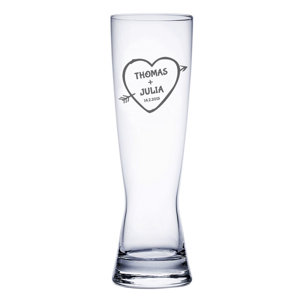 AMAVEL Calice da Birra Weiss con Incisione per Il 20° Compleanno, Auguri di Cuore, Bicchiere in Vetro, Accessori Decorativi, Regali Compleanno Originali