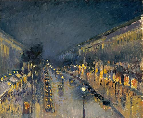 Tableau le boulevard Montmartre la nuit Pissarro impression haut de gamme sur toile