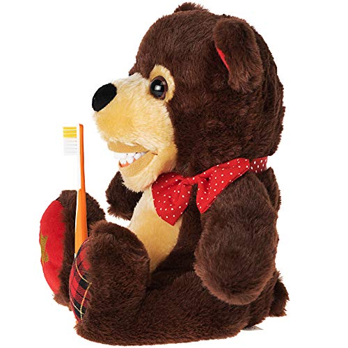 StarSmilez Kids Tooth Brushing Buddy Lil Cubby Bear Plush Dental Education Helper Teach Children to Floss, Brush, and Have Great Overall Care for Mouth and Teeth