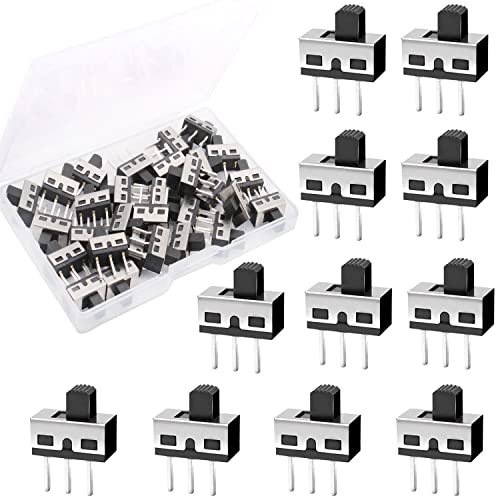 RUNCCI-YUN 50pcs Mini Interrupteur à Glissière 3 Broches 2 Positions 1P2T SPDT Panneau Commutateur à Glissière Vertical Micro AC 125V 2A, 5 mm