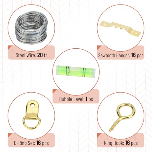 Image of Mr. Pen- Picture Hanging Kit, 310 pcs, Gold, Assorted Hooks (Pack of 2)