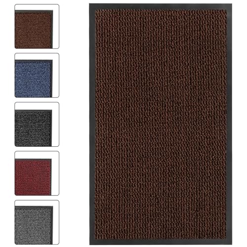SG Traders Washable Door Mat - Non-Slip Rubber Backed Doormats Indoor & Outdoor - Highly Absorbent Door Mats, Floor Mat, Kitchen Mat, Perfect Dust Grabbing Doormats Dirt Trapper (80x120cm - Brown)
