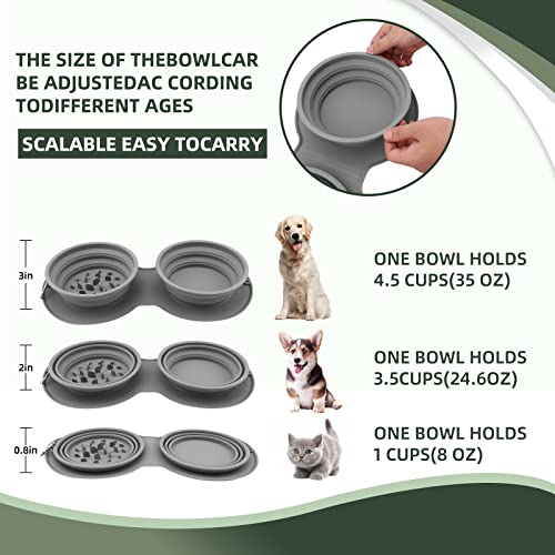 Plvtnm Dog Bowls Slow Feeder Collapsable Dog Portable Water Bowls, Anti-Chocking Travel Pet Food Feeding Cat Bowl With Non-Skid Silicone Mat #TOP2