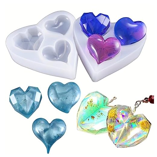 3D kärlek hjärta harts molud kristall diamant gjutning epoxi silikonformar hänge smycken tvål tillverkning form för bröllop baby shower födelsedag julklapp dekoration handgjord hantverk gör-det-själv 3-hål