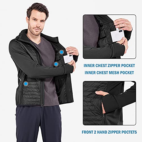 Baleaf BALEAFAGA1010308520MAE Men'S Running Jacket Lightweight Thumble Hole Warm Up Puffer Jacket Hybrid Thermal Coat Insulated Hiking Golf Black Xl thumb #3