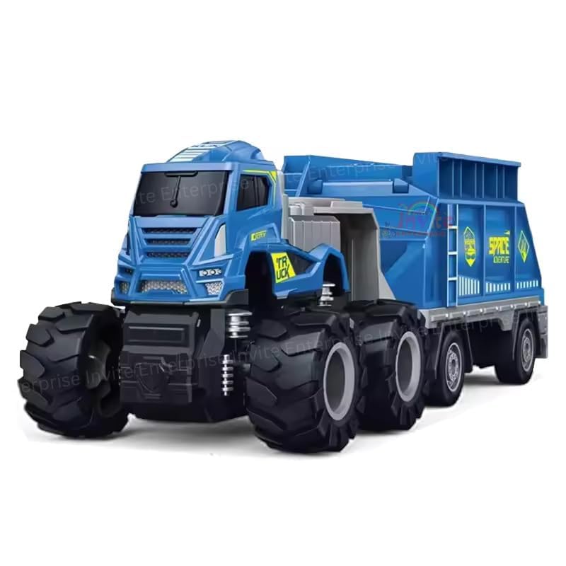Image of 1:43 4WD Diecast Alloy Space Transport Trailer Truck Toys with Friction Powered Miniature Car Vehicle Toy for Kids, Boys and Girls 【2 Color Trucks = Sent Any 1 Truck】