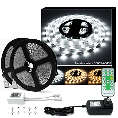 Guotong 50Ft Tunable White Led Strip Lights Kit Dimmable 3000K-6000K, 900 Leds Flexible Vanity Mirror Light For Stage Bedroom Party House Kitchen Stair Living Room Ceiling Daylight Warm White #TOP19