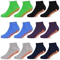 HYCLES Boys Girls Non-Slip Toddler Socks Grip Ankle Sticky Sock Anti-Skid Socks for Kids 6 Pairs for 6-9 Years Kids
