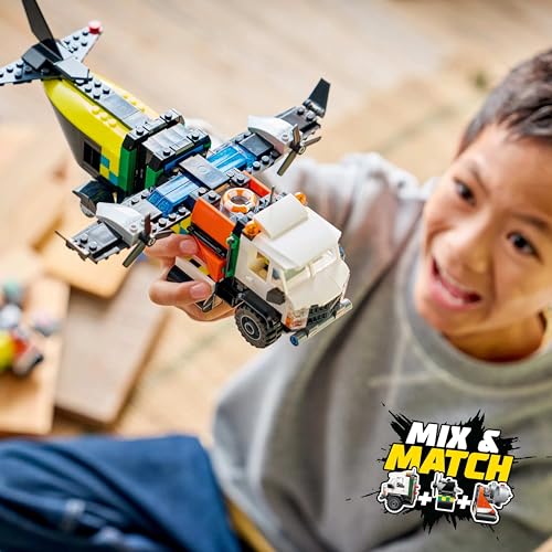 Image of LEGO City Airplane, Service Truck & Hovercraft Remix - Emergency Vehicles Toy Building Set - 60505