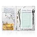 Marble Style Server Book - Nine Pockets - Zipper Pouch - Pen/Order Pad/Card Holder - Classy White - PU Leather Flaps - Signature Style - Deluxe Elegant