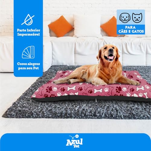 Colchonete para Cachorro Grande com Zíper, 80x60cm, Rosa com Estampa