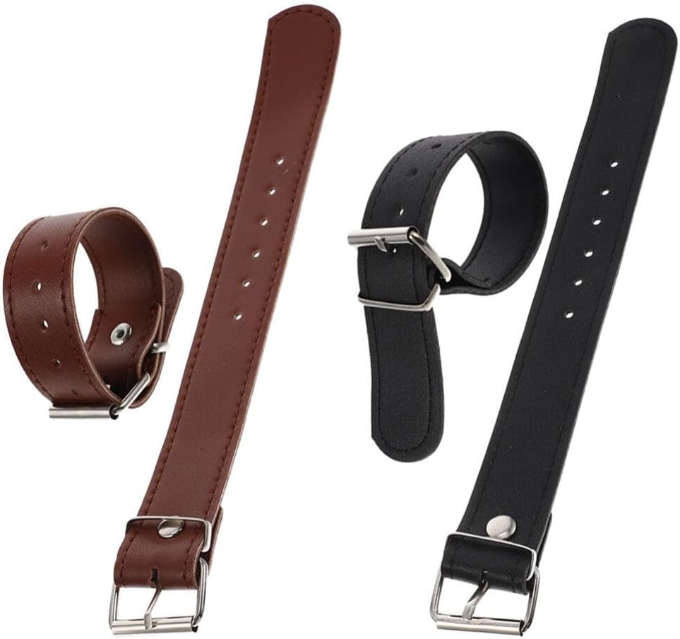 HOMSFOU Adjustable Leather Bike Basket Straps with Buckle 2 Pairs Front Handlebar Accessories for Bicycle Basket Replacement Durable and Wear-Resistant Cycling Straps