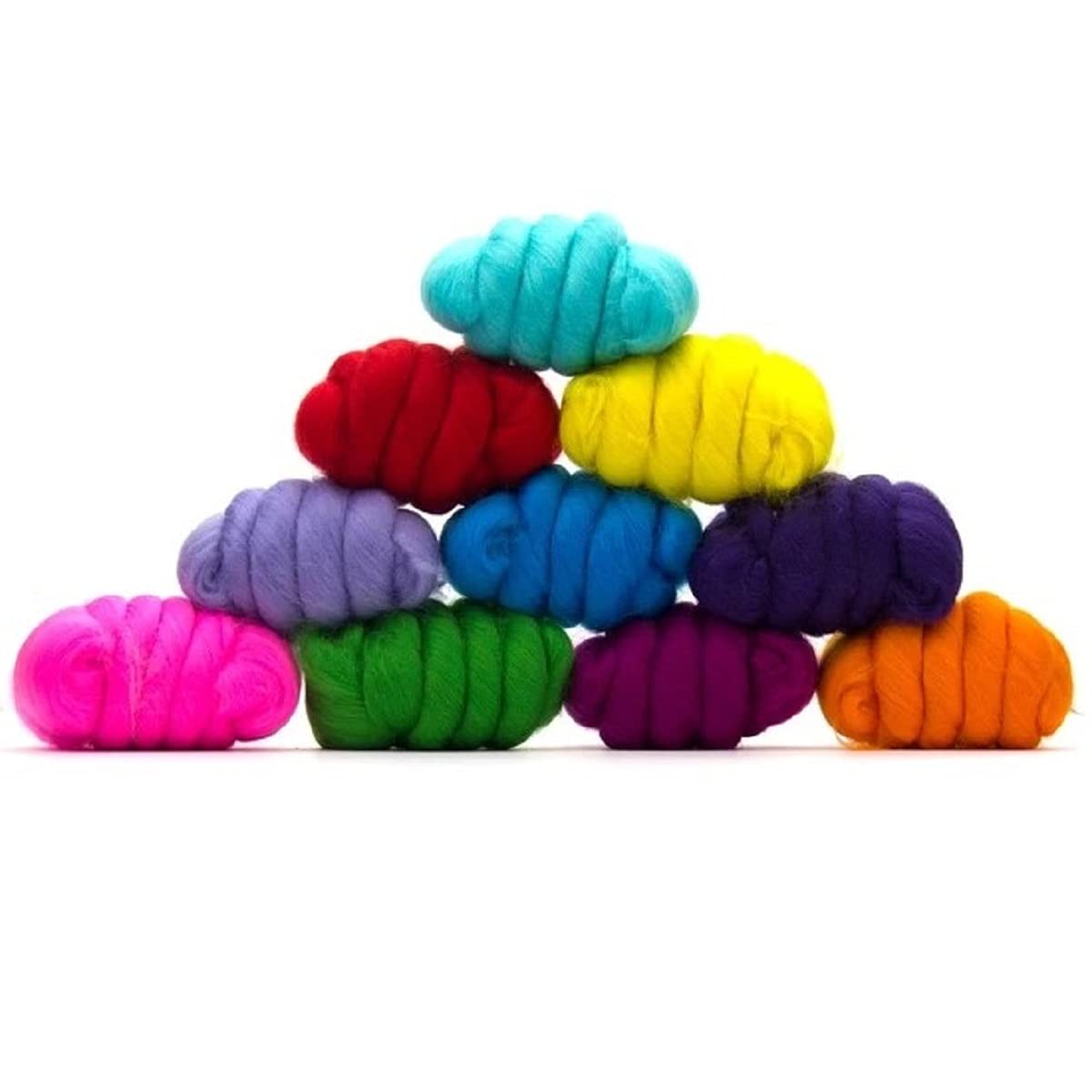 Revolution FibersMixed Merino Wool Variety Pack | Perfect Wool Roving for Spinning, Needle Felting, Wet Felting, Weaving and Crafting (Beautiful Brights (Multicolored), 250 Grams)