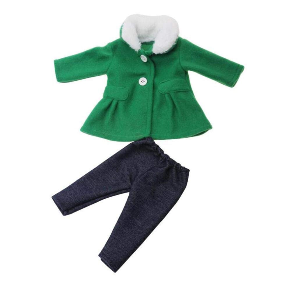 DUORUI Doll Clothes Dress Winter Outfit Coat with Plush Collar Pants for American Girl Doll 18 inch — image 1