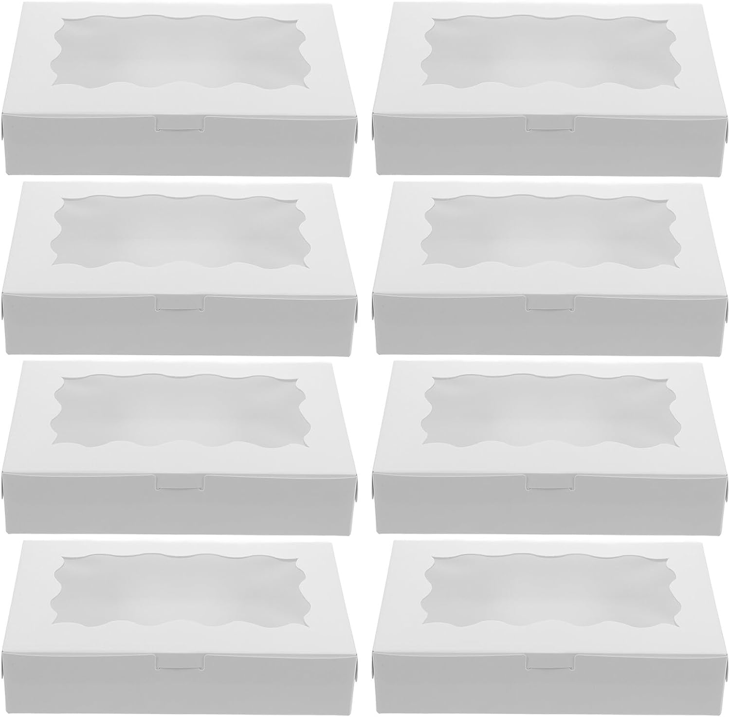 GAROZATION 50pcs Rectangular Kraft Paper Candy and Cookie Boxes with White Lace Window, Macaron and Dessert Packaging, Pastry Holder for Party and Use