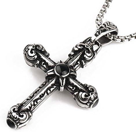Vajra Black Onyx Cross Pendant Necklace