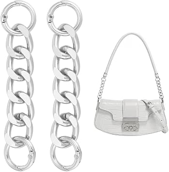 UNICRAFTALE 2Pcs 4.25" Short Purse Extender Chain Silver Bag Extender Chain with Spring Gate Ring Purse Chain Strap Replacement for Handbags Purse Making
