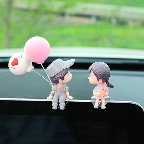 SYSUII Auto-Dekoration, Süße Cartoon-Paare Action-Figur Ballon-Ornament Paar Puppen Auto Armaturenbrett Ornamente Niedliche Kuss-Paar-Puppen-Ornamente Büro Zimmerdeko Geschenke für Frauen, Mädchen