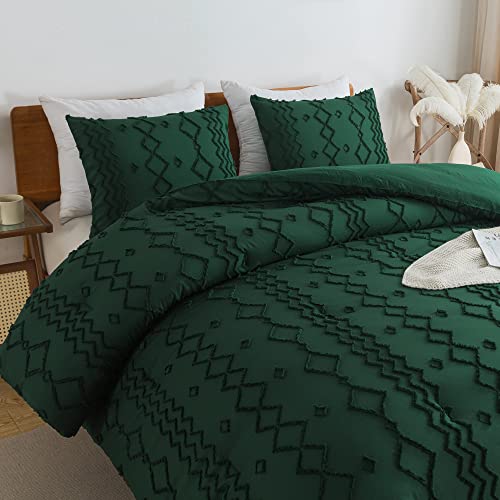 Andency Emerald Tufted Comforter Set King(104X90Inch), 3 Pieces(1 Boho Comforter, 2 Pillowcases) Textured Farmhouse Comforter, Soft Microfiber Down Alternative Geometric Comforter Bedding Set #TOP5