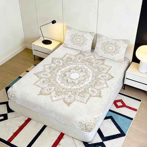 Drap-housse mandala 90x200 couvre-lit microfibre avec bonnet 25cm - 5