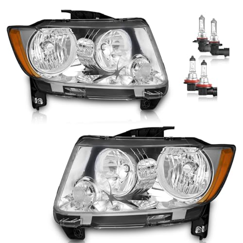 KarSpareHub Headlights for 2011-2013 Jeep Grand Cherokee, 2011-2017 Jeep Compass [4-Door Sport...