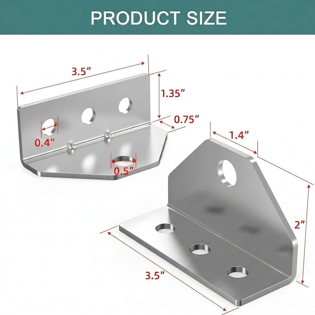 Boat Trailer Bunk Brackets, Galvanized Swivel Top Angle Brackets (4 Pack)