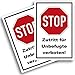 Produktbild 2 Stück- Stop - Halt - Privatgrundstück Schild - Betreten und Befahren verboten - Zutritt für Unbefugte verboten - Schild Privatgrundstück - Privatweg | 30x20cm | 3mm starke PVC Hartschaumplatte