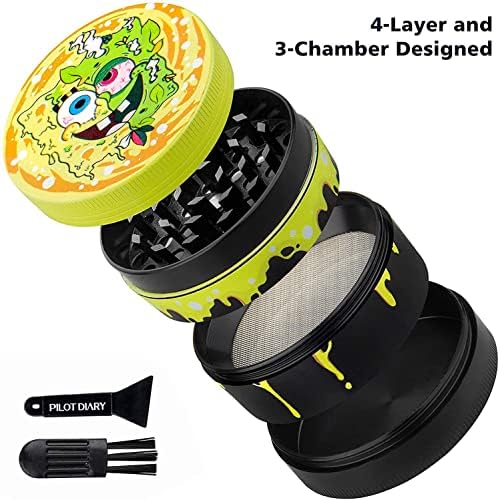 DA HAI Herb Grinder Metal Grinder Herbal Grinders Spice Grinder Spices Crusher Mill protable herb Grinding Grinder Zinc Alloy with Mesh Screen Pollen Scraper, Yellow
