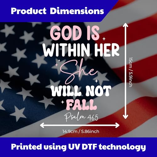 Image of Christian Car Decal God is Within Her She Will Not Fall Sticker - Psalm 46:5 Bible Verse Vinyl Decal, Inspirational Scripture Bumper Sticker, Faith Gift for Christian Women Daughter Mom