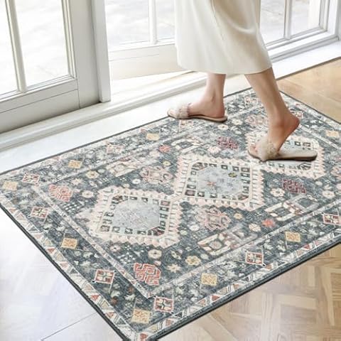 Famibay Vintage Washable Non-Slip Door Mat Cover