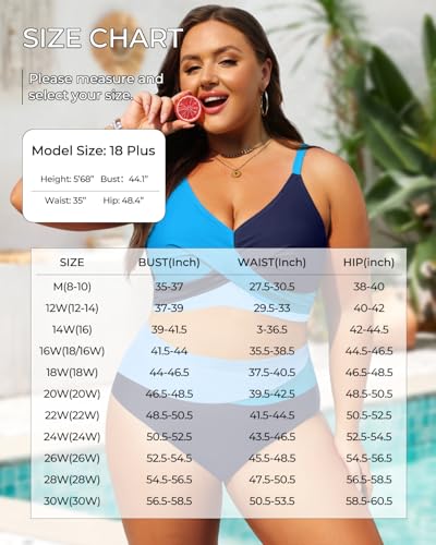 Image of Tempt Me Plus Size Two Piece Swimsuit - Women High Waisted Bikini Set Tummy Control Bathing Suits