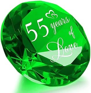 55 Years Anniversary Wedding Gifts for Her Him, 55th Emerald Wedding Romantic Gifts for Wife 55 Years of Love Presents for Couple,Emerald Green K9 Crystal Keepsake