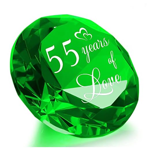 55 jaar verjaardag huwelijkscadeaus voor haar hem, 55e smaragd bruiloft romantische geschenken voor vrouw 55 jaar liefde cadeaus voor paar,Emerald Green K9 Crystal Keepsake