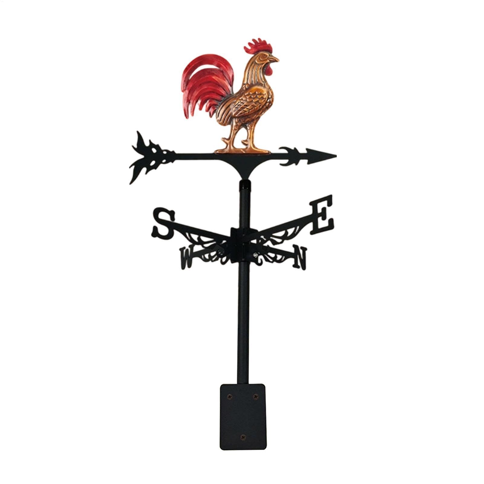 Veleta de hierro con diseño de gallo para el clima, indicador de dirección del viento del techo, paleta de viento para el techo al aire libre, de gallo para patio al aire libre, patio, césped