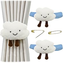 2 Pcs Cloud Star Starfish Curtain Holder with Buckle Cute Curtain Tiebacks Drapery Holdbacks Straps for Kids Bedroom Nursery Blue Airplane