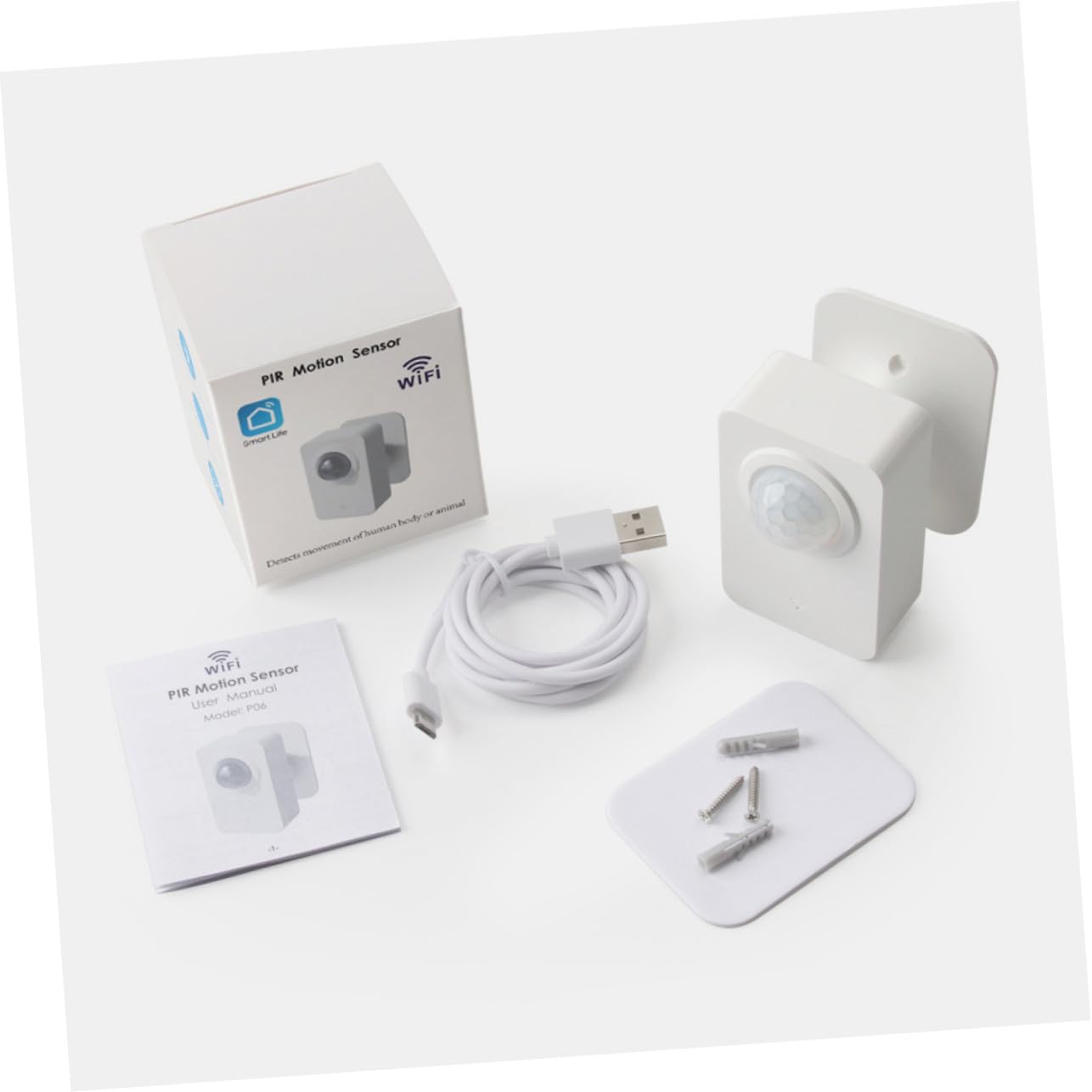 Intelligenter Pir Bewegungsmelder für WLAN, Kabellos, Weiß, Abs | Pir Sensor, Bewegungserkennung, Fernüberwachung, ohne Verdrahtung, zum Aufkleben, für Tür und Küche