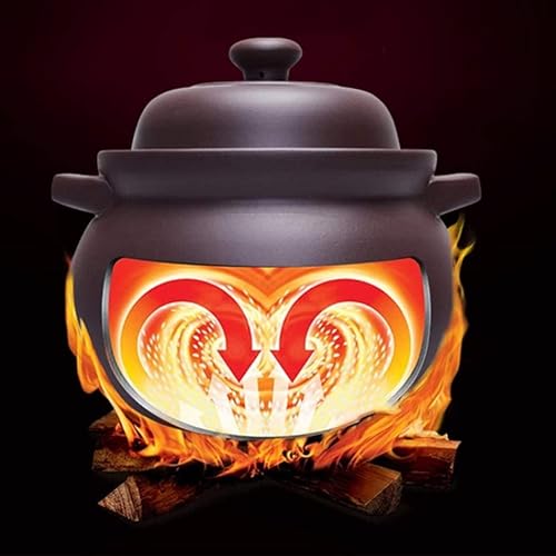 Vista 4 de Cazuela de cerámica, cazuela de hierro fundido esmaltado, olla de arcilla olla de cocina de arcilla para sopa de cazuela morada, llama abierta, olla